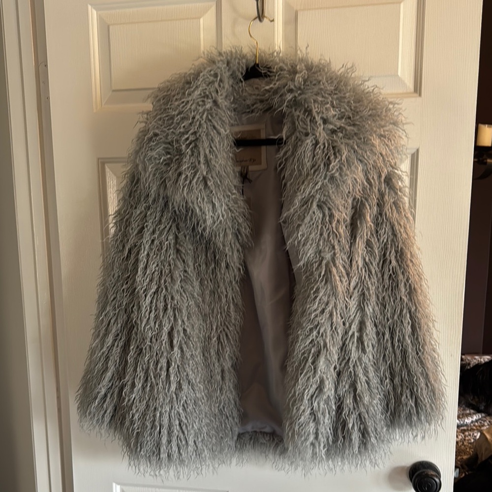 River Island Gray Teddy Jacket Luxurious Faux Fur
